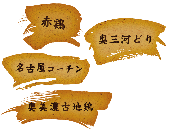 赤鶏・奥三河どり・名古屋コーチン